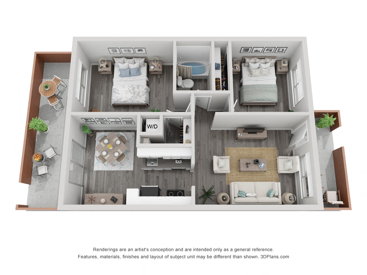 Floor plan for 2 beds, 1 bath, 816 sqft